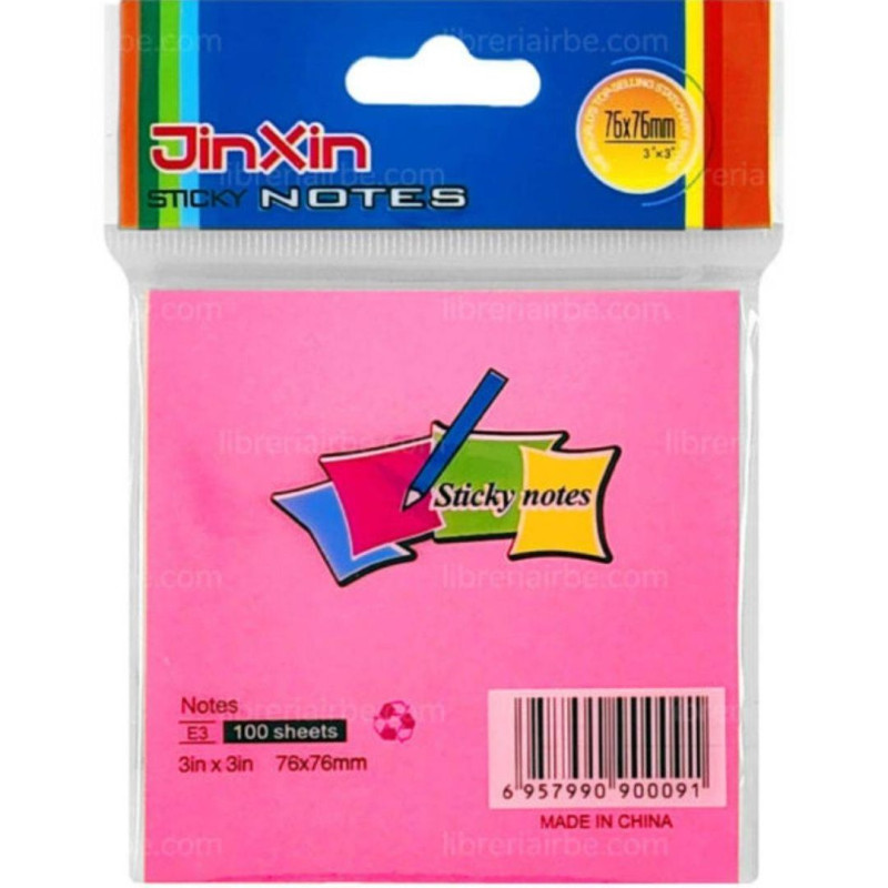 Stick Notes Fluo JINXIN -100 Feuilles 75/75 Mm