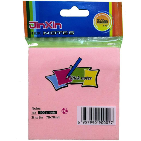 Stick Notes RosePastel JINXIN 100 Feuilles 75/75 Mm