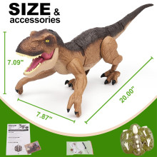 Dinosaure T-REX Télécommandé avec Pulvérisation de Rugissement Léger et Détection Tactile