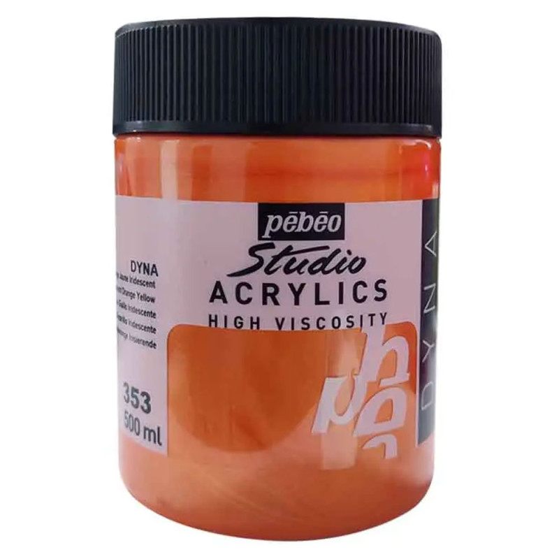 Studio Acrylique Fine Dyna 500 ml, Orange Jaune Iridescent - Pébéo