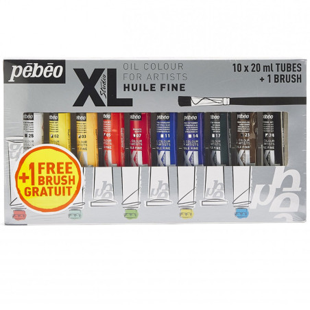 Etui 10 Tubes Huile Fine XL + Pinceau - Pébéo