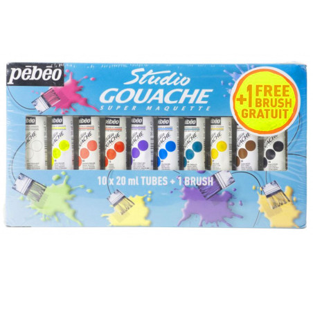 Set Peinture Studio Gouache Fine + Pinceau - Pébéo