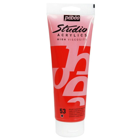 Studio Acrylique Fine 250 ml, Rouge Cadmium Fonce Imitation 53 - Pébéo