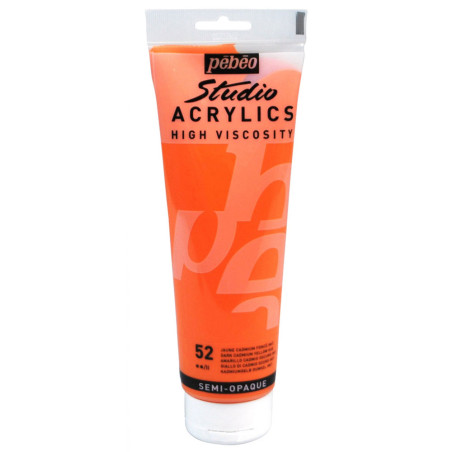 Studio Acrylique Fine 250 ml, Jaune Cadmium Fonce Imitation 52 - Pébéo