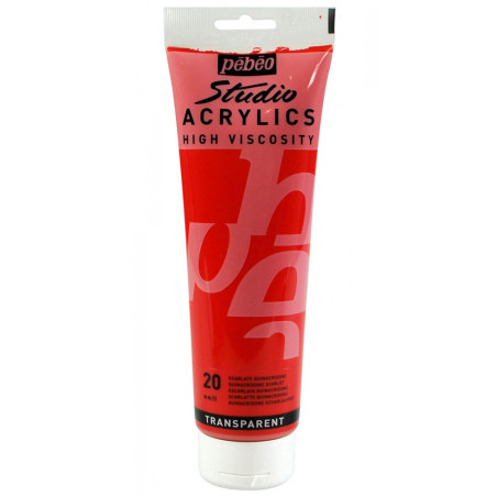 Studio Acrylique Fine 250 ml, Ecarlate Quinacridone 20 - Pébéo