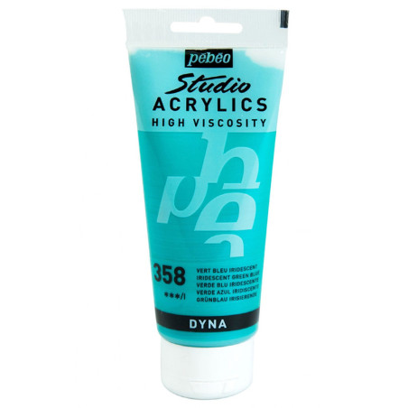 Tube Peinture Acrylique Fine Studio 100ml, Vert Bleu Iridescent 358 - Pébéo