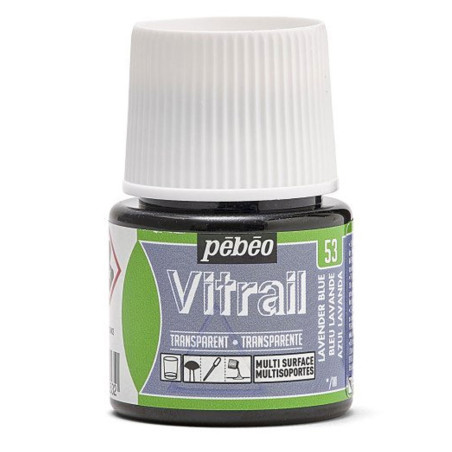 Peinture Sur Verre Base Solvant Vitrail, Bleu Lavande - Pébéo