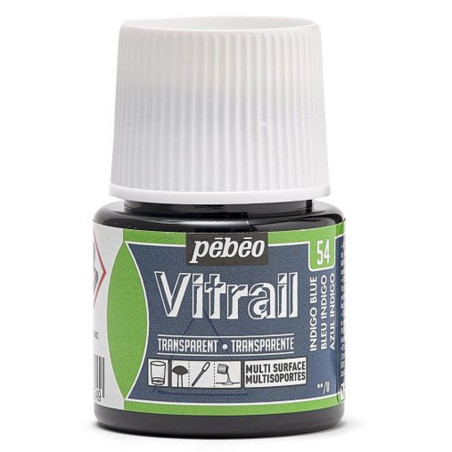 Peinture Sur Verre Base Solvant Vitrail, Bleu Indigo - Pébéo