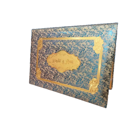 Porte Certificat Bleu Mosaïque Fleurs