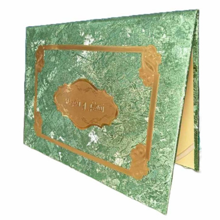 Porte Certificat Cuir Vert Avec Marquage Doré En Arabe