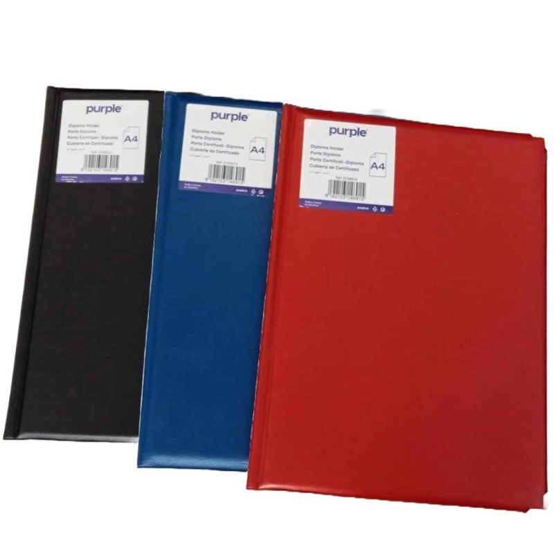 Porte Certificat/Porte Diplôme Avec Mousse Essential Purple Noir