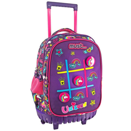 Sac à Dos à Roulettes Trolley MUST Unicorn Hashtag pour Ecoliers - Réf.585583