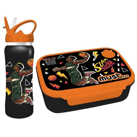 Coffret Boite à Goûter alimentaire + Bouteille à Eau en aluminium MUST Slam Dunk - Réf.585747