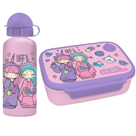Coffret Boite à Goûter alimentaire + Bouteille à Eau en aluminium MUST Best Friends Forever - Réf.585671