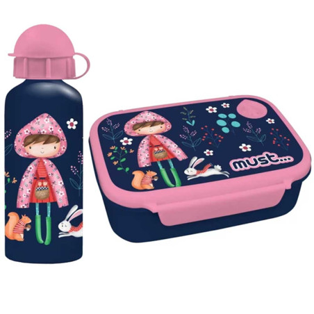 Coffret Boite à Goûter alimentaire + Bouteille à Eau en aluminium MUST Hello Rain - Réf.585672