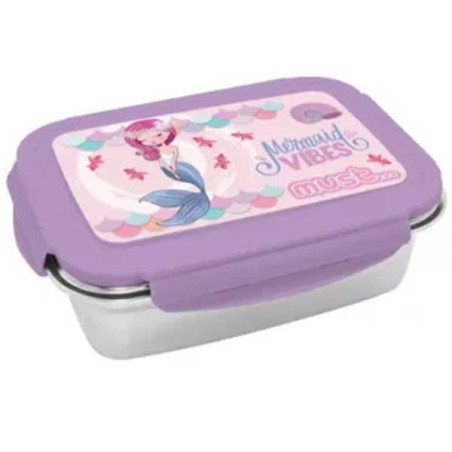 Boite à Goûter Alimentaire MUST Mermaid Vibes 900ml avec fond en Acier Inoxydable - Réf.585751