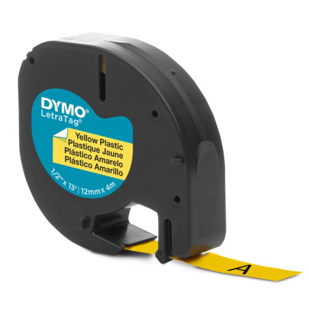 Ruban DYMO Pour Etiqueteuses LetraTag Plastique Jaune