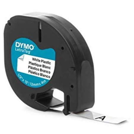 Ruban DYMO Pour Etiqueteuses LetraTag Plastique Blanc