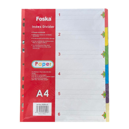 Intercalaire De Séparation PP (6 Positions)/Couleurs