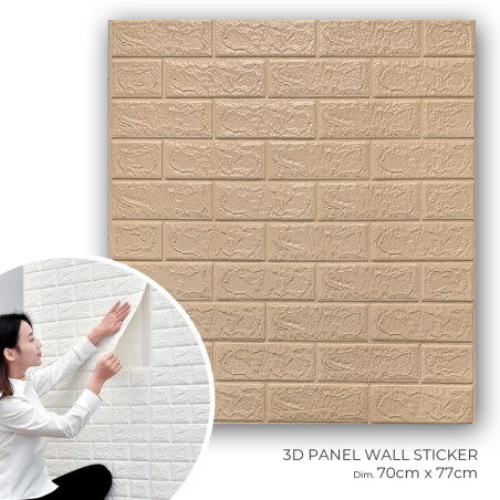 Panneau Mural 3D Décoratif Adhésif 70cm/77cm Fausses Briques Saumon