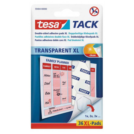 Set De 36 Pastilles Adhésif XL Transparent - Tesa