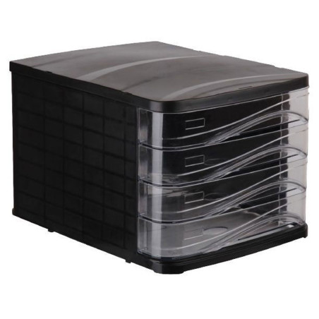 Bloc Tiroir Noir et Transparent 4 Compartiments - ARK