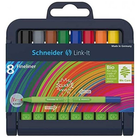 Set De 8 Feutres Pointe Fine Link-It 0.4mm - Schneider