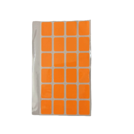 Pochette Etiquettes Orange Fluo Autocollante 15×20 mm