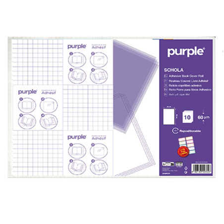 Paquet de 10 Pièces Feuilles Couvre livre Adhésif - Purple
