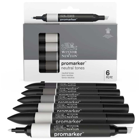 Set De 6 Marqueurs Promarker Double Pointe Neutral Tones - Winsor & Newton