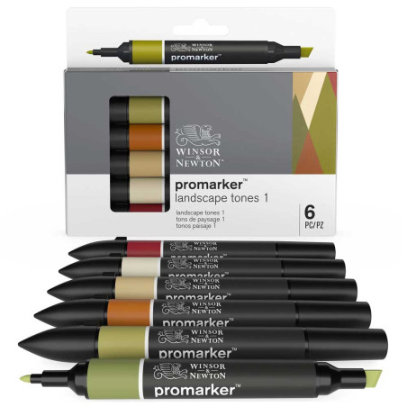 Set De 6 Marqueurs Promarker Double Pointe Paysage 1 - Winsor & Newton