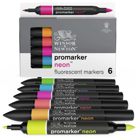 Set De 6 Marqueurs Promarker Double Pointe Fluorescents - Winsor & Newton