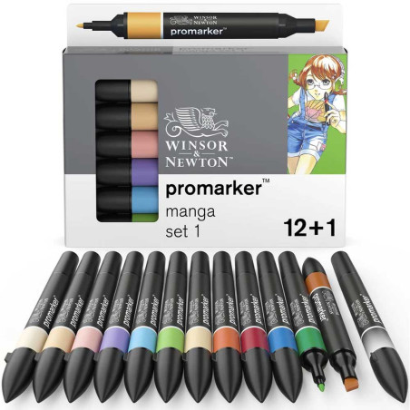 Set De 12+1 Marqueurs Promarker Double Pointe Manga 1 - Winsor & Newton