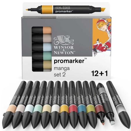 Set De 12+1 Marqueurs Promarker Double Pointe Manga 2 - Winsor & Newton