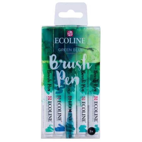 Set De 5 Marqueurs Aquarelle à Pinceau Ecoline, Vert Bleu - Royal Talens