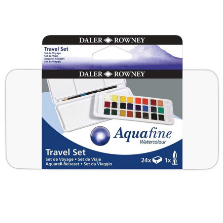 Coffret De Voyage 24 Demi-Godets De Peinture Aquarelle Aquafine - Daler Rowney