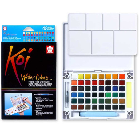 Coffret de Croquis de Poche Aquarelle Koi 48 Couleurs - Sakura