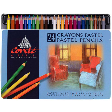 Coffret Métal de 24 Crayons Pastel - Conté A Paris