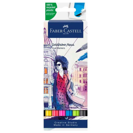 Set De 6 Feutres Aquarellable Goldfaber Double Pointe, Faber-Castell - Réf.164606