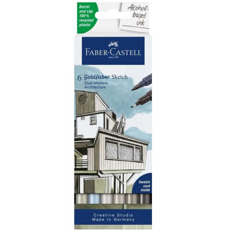 Set De 6 Marqueurs Architecture Goldfaber Double Pointe, Faber-Castell - Réf.164807