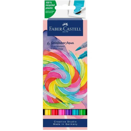 Set De 6 Feutres Aquarellable Goldfaber Double Pointe Candy shop, Faber-Castell - Réf.164528