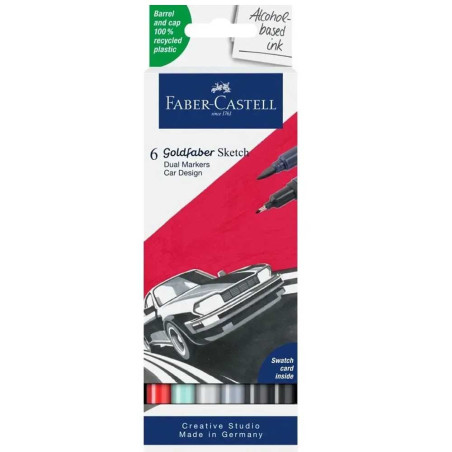 Set De 6 Marqueurs Automobile Goldfaber Double Pointe, Faber-Castell - Réf.164813