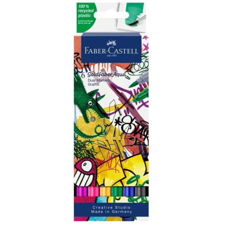 Set De 6 Feutres Aquarellable Goldfaber Double Pointe Graffiti, Faber-Castell - Réf.164525