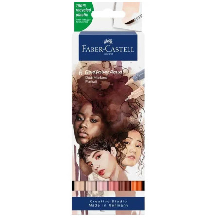 Set De 6 Feutres Aquarellable Goldfaber Double Pointe Portrait, Faber-Castell - Réf.164523