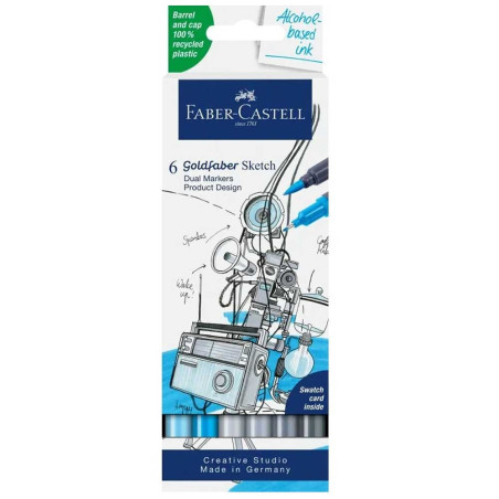 Set De 6 Feutres Aquarellable Goldfaber Double Pointe Design, Faber-Castell - Réf.164806