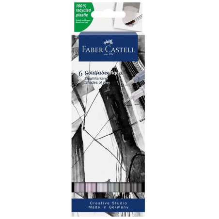 Set De 6 Feutres Aquarellable Goldfaber Double Pointe Shades Of Grey, Faber-Castell - Réf.164522