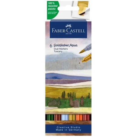 Set De 6 Feutres Aquarellable Goldfaber Double Pointe Tuscany, Faber-Castell - Réf.164521