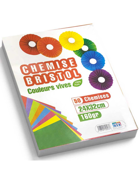 50 Chemises Bristol Vives 24x32, Vert Pistache 160gr - Ribat