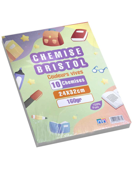 10 Chemises Bristol Vives 24x32, Assortis 160gr - Ribat