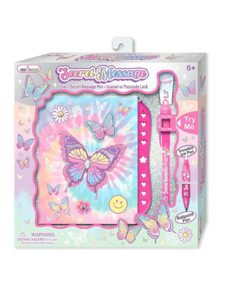 Coffret Journal Intime Avec Code Et Stylo, Papillon - Hot Focus